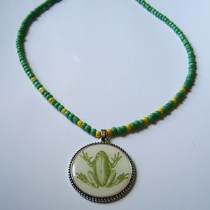 Frog Pendant Beaded Necklace